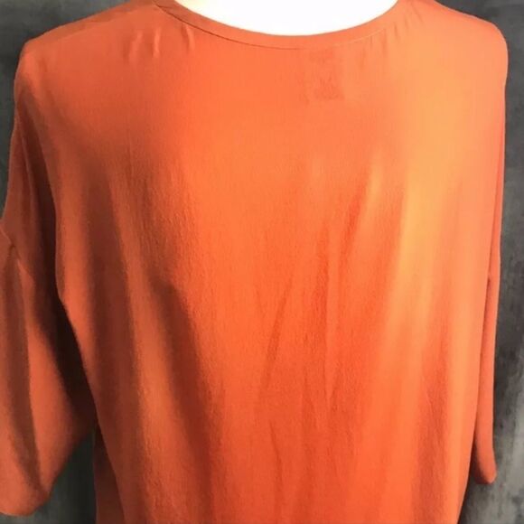 M Missoni Orange Silk Tunic Top Tuck Pleated Front Y - Picture 7 of 9